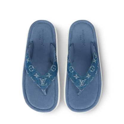LV Flip Thong Blue Monogram denim