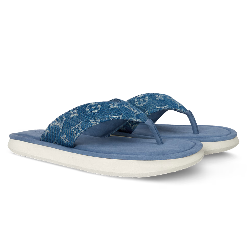 LV Flip Thong Blue Monogram denim